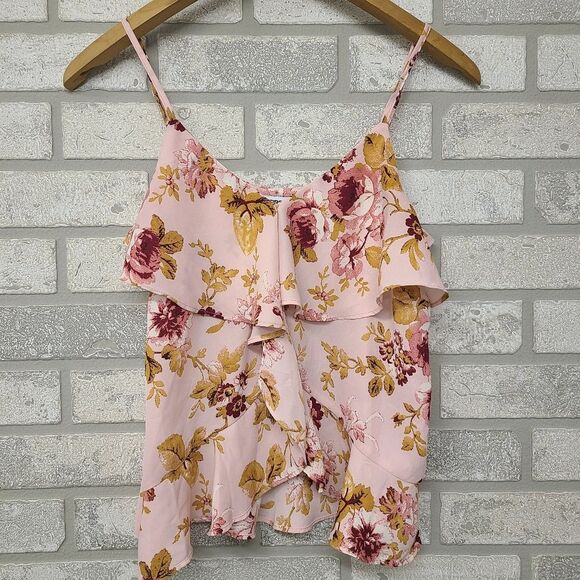 Express Pink Floral Spaghetti Strap Blouse Size Small Pink - Picture 1 of 6